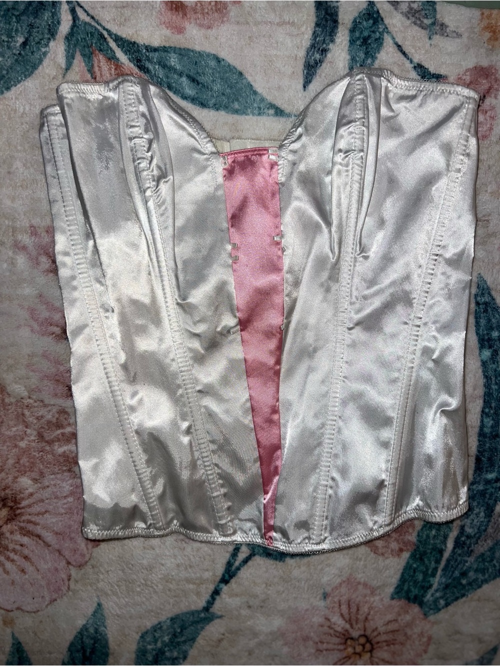 Dreamgirl Ivory Corset Top with Pink Logo Tag